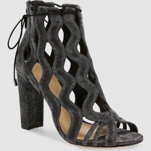 New Alexandre Birman Loretta Cage Silver Black Metallic Sandals Size 37